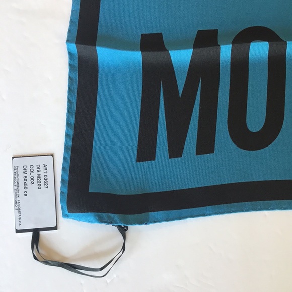 Moschino Silk Scarf Pumpkin Face Italy Blue 20x20 - Picture 3 of 10